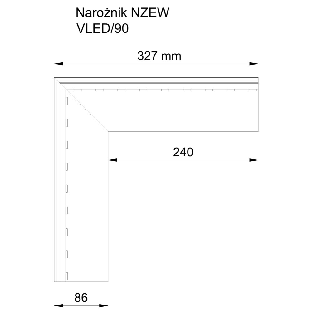 Narożnik zewnętrzny V LED 90°